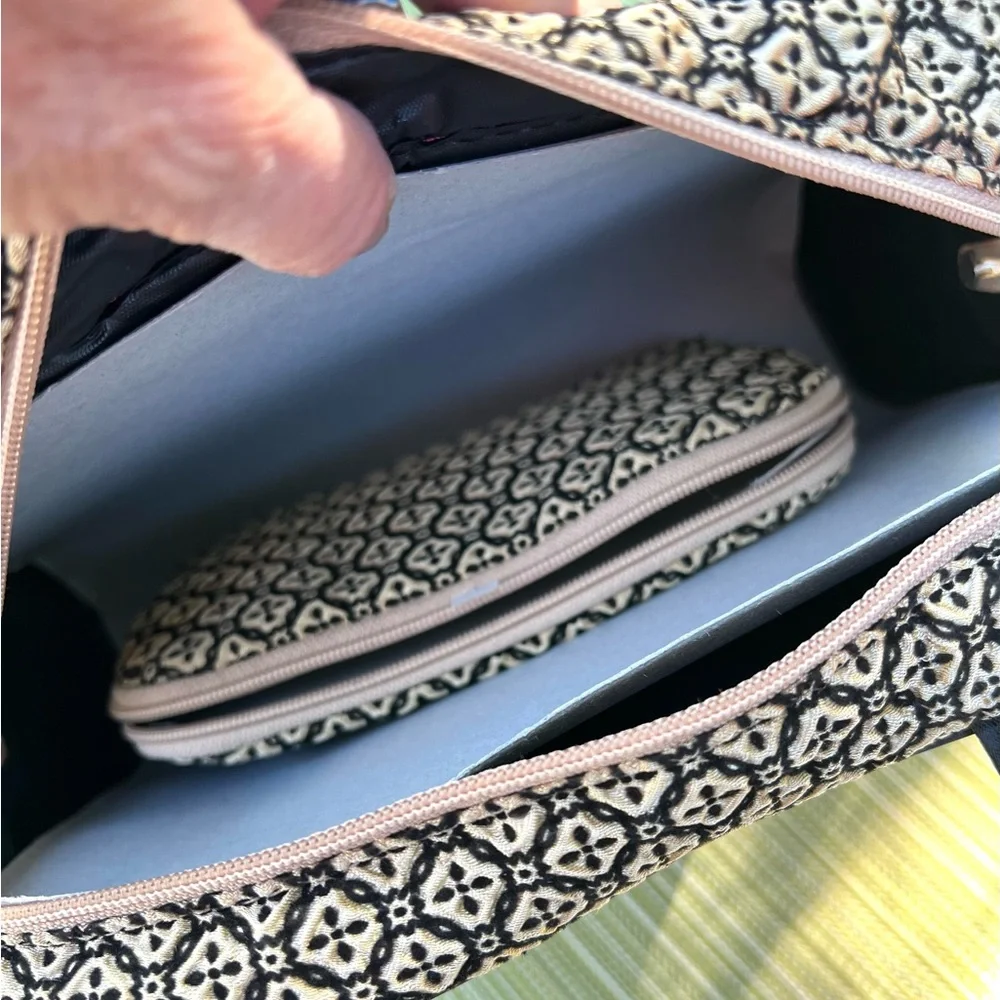 COSMETIC Bag Set NEW Black & Tan with Pattern